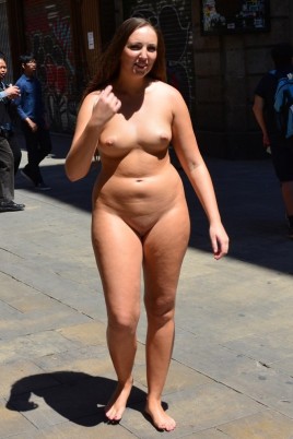 Naked girls walk the streets of the city (81 photos)