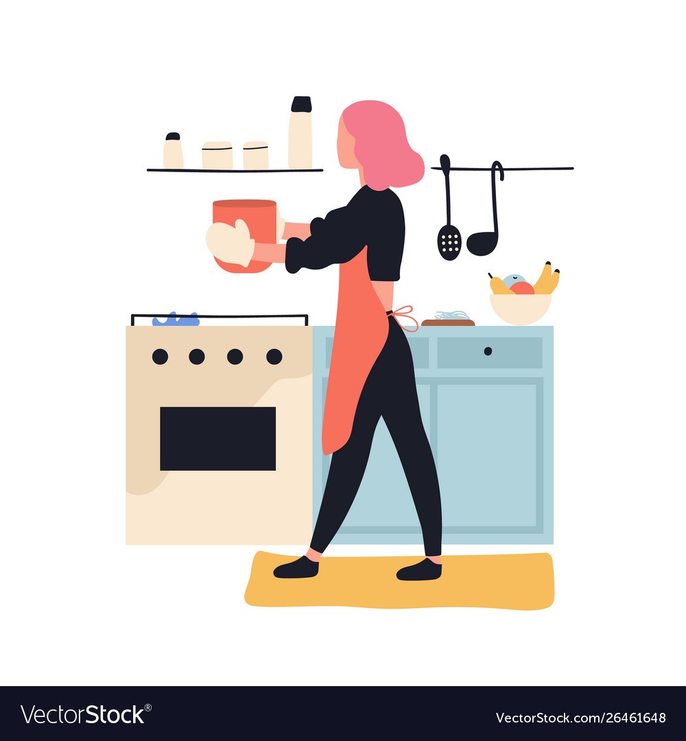 Woman in the kitchen drawing