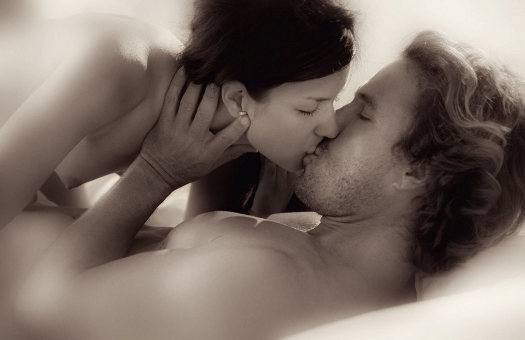 Gentle erotic kiss