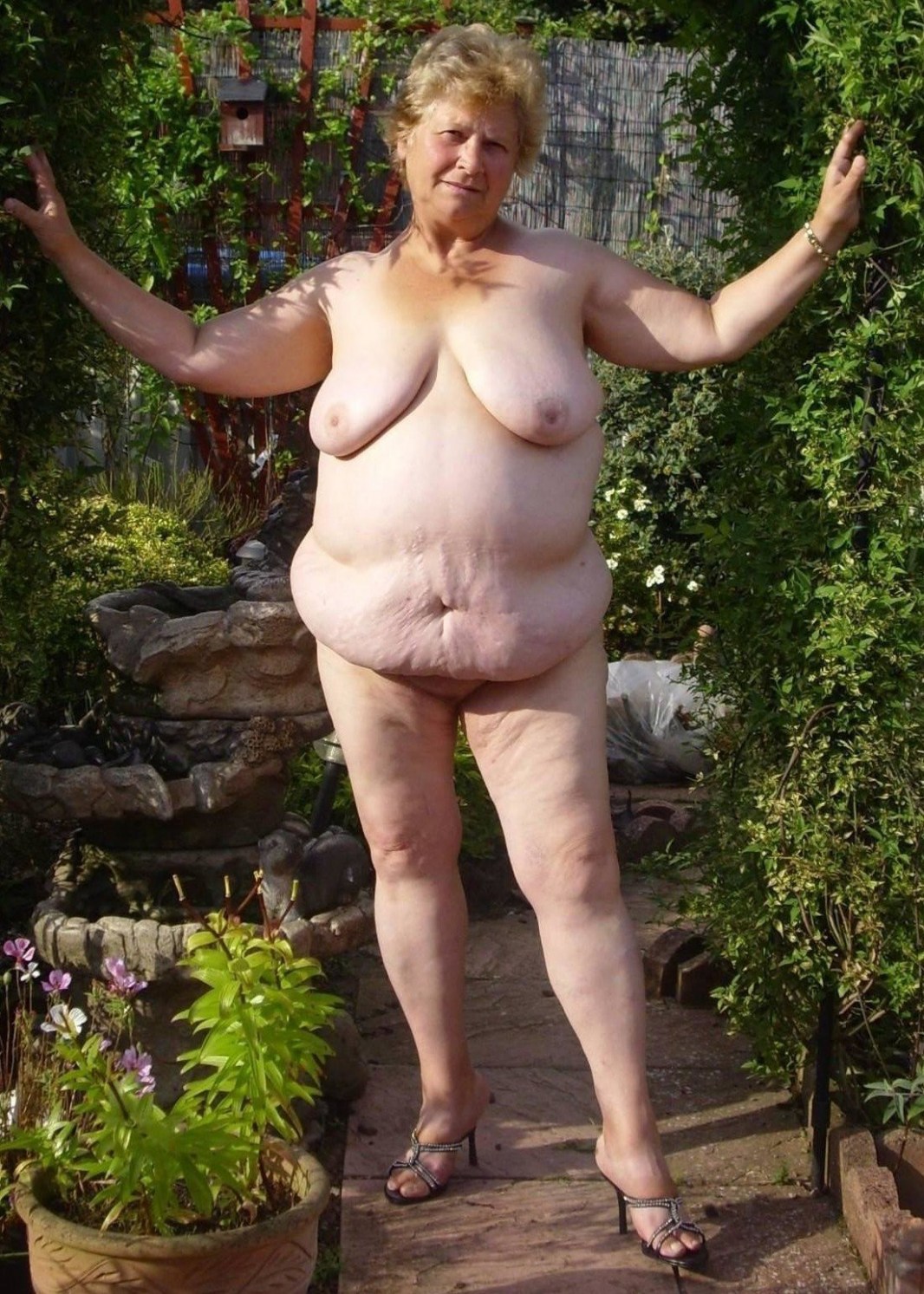 Bare fat women in the country