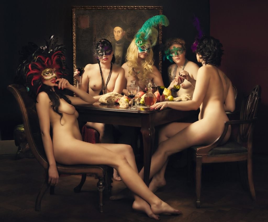 Theatrical stages in the style of Nude