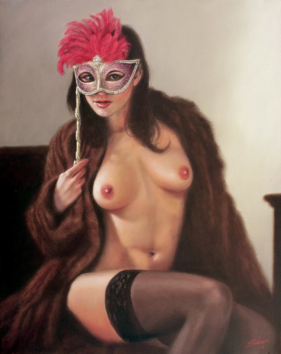 Naked in Venetian masks
