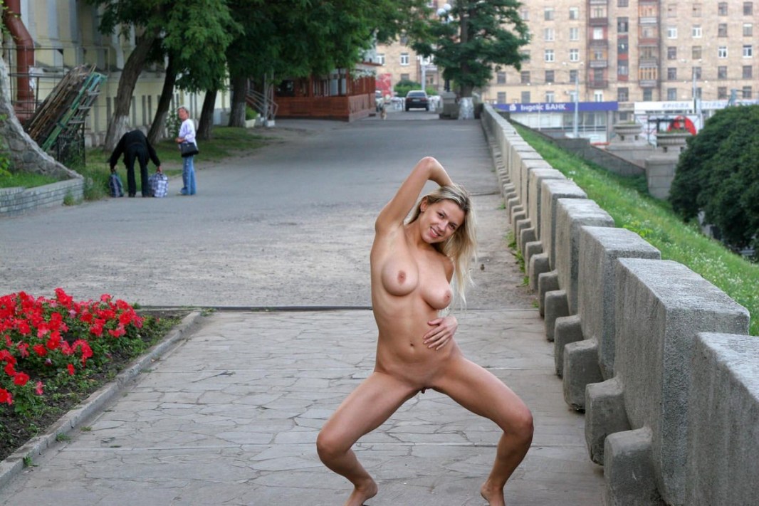 Naked women on the streets of cities