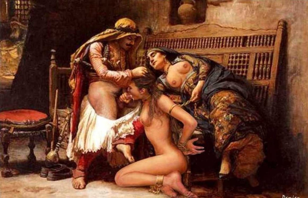 Naked women in a public house