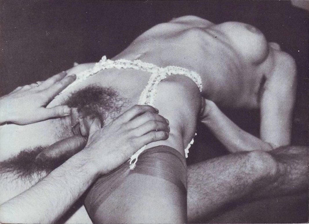 Retro porn with hairy brunettes