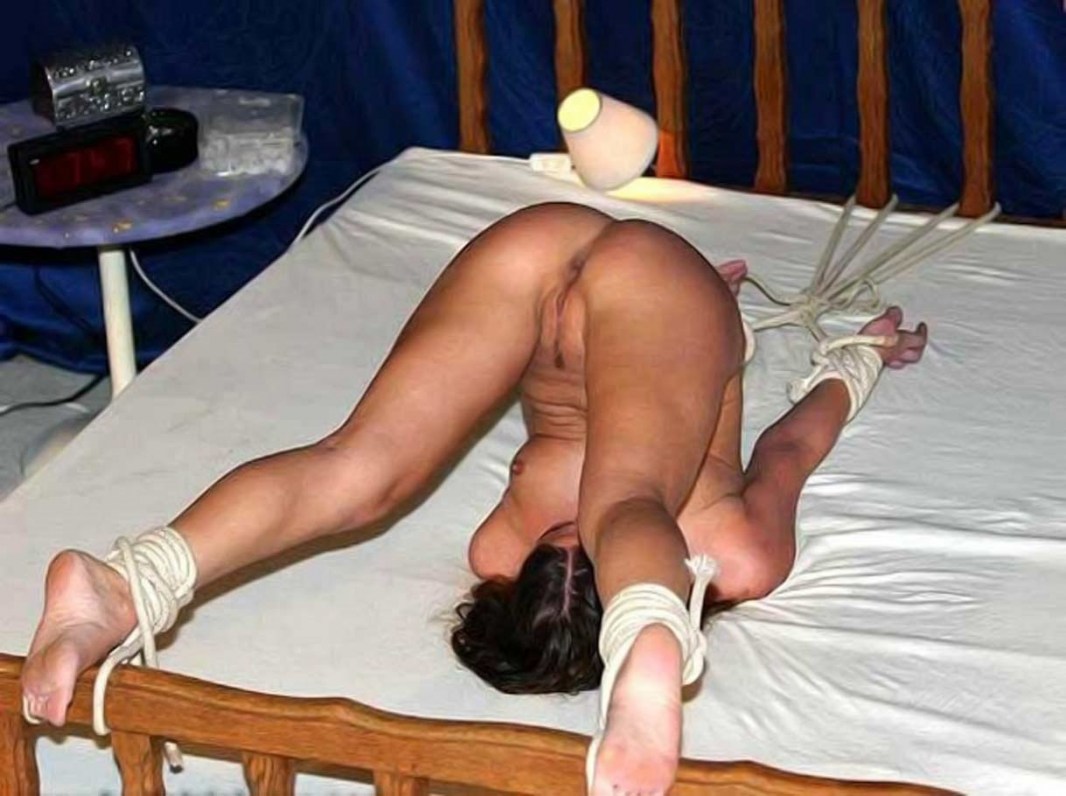 Naked women with knitted hands