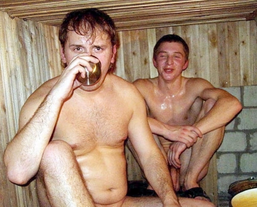 Naked Russian guys in the bath
