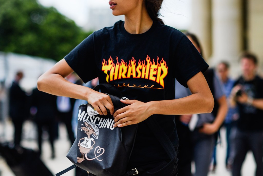 Girl in a T -shirt and underpants