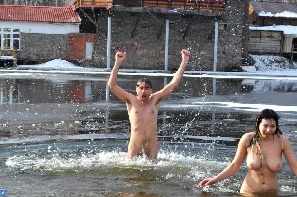 Naked adult women in the bathroom