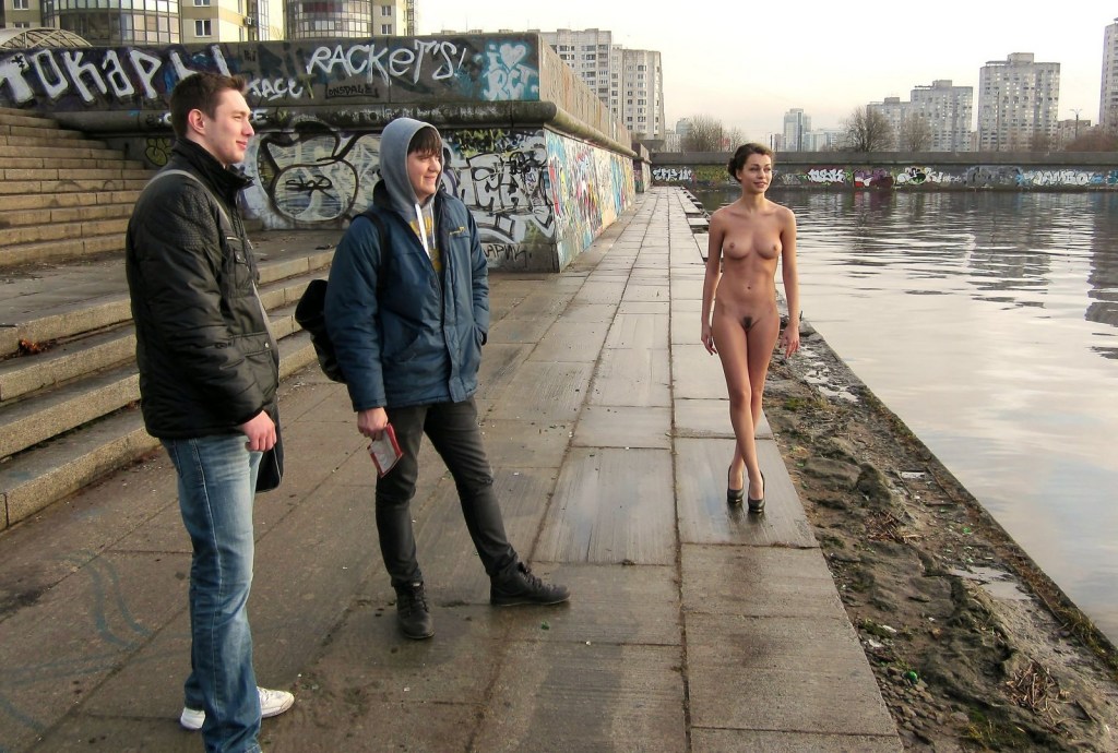 Naked women on the street window