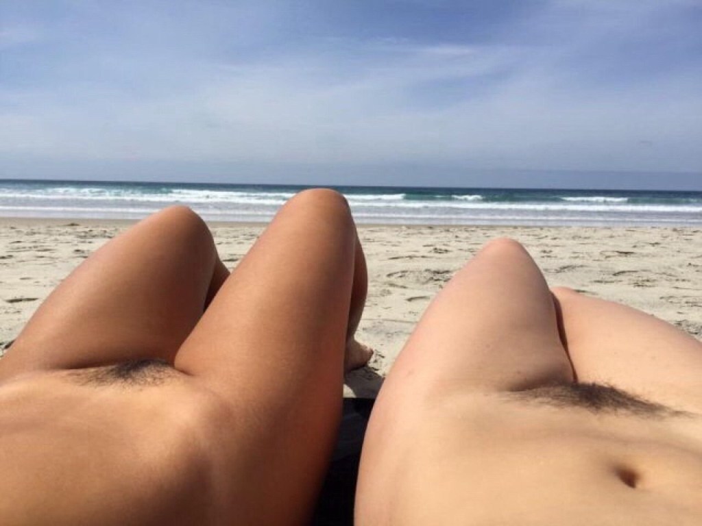 Hairy nudists on the beach