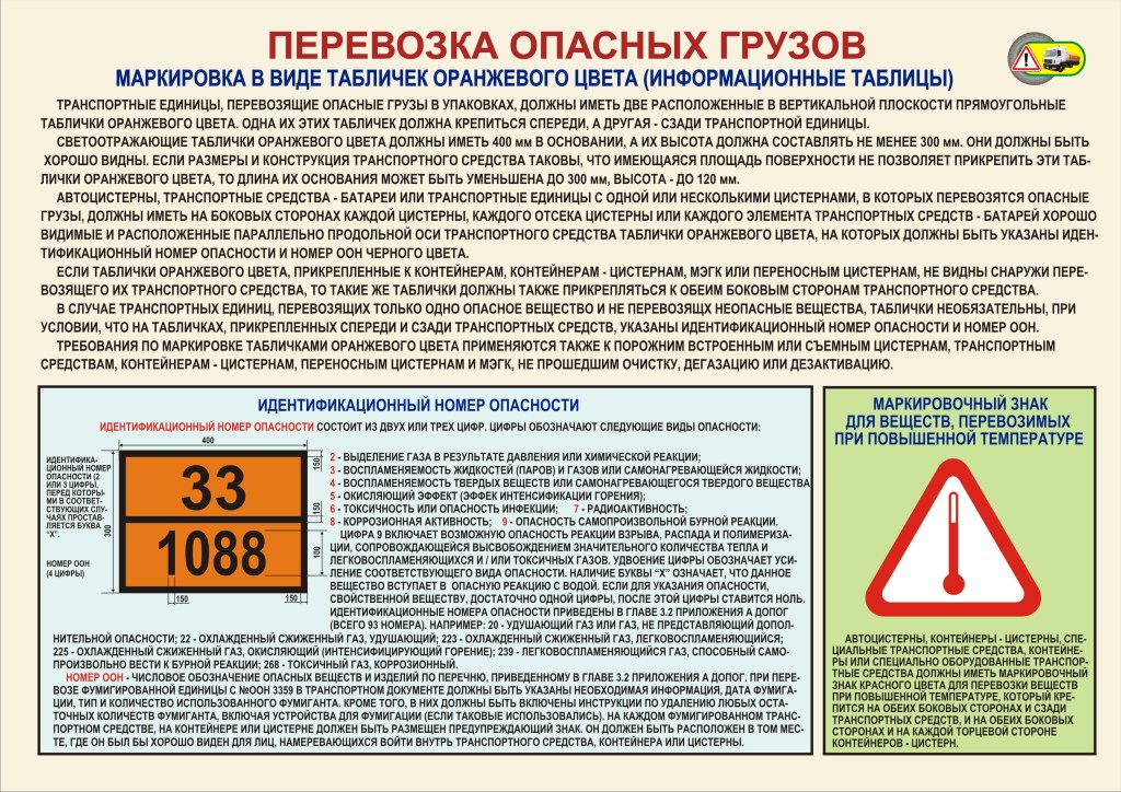 Marking vehicles when transporting dangerous goods