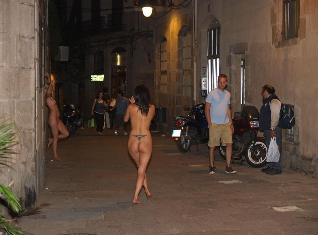 Naked Monica walks the streets