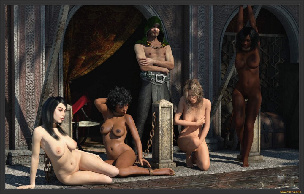 Naked slave in the slave market